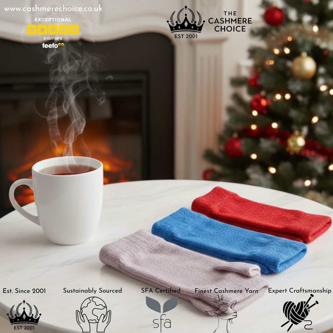Christmas Gift - The Cashmere Choice - Wrist Warmers for Ladies - Cashmere Mittens - Lifestyle Image