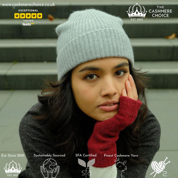 Christmas Gift - The Cashmere Choice - pure cashmere winter beanies for men and women - on model 1