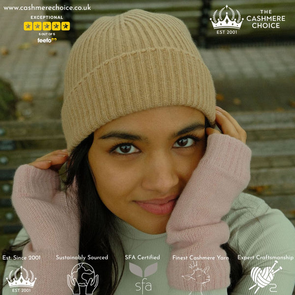 Christmas Gift - The Cashmere Choice - pure cashmere winter beanies for men and women - on model 2