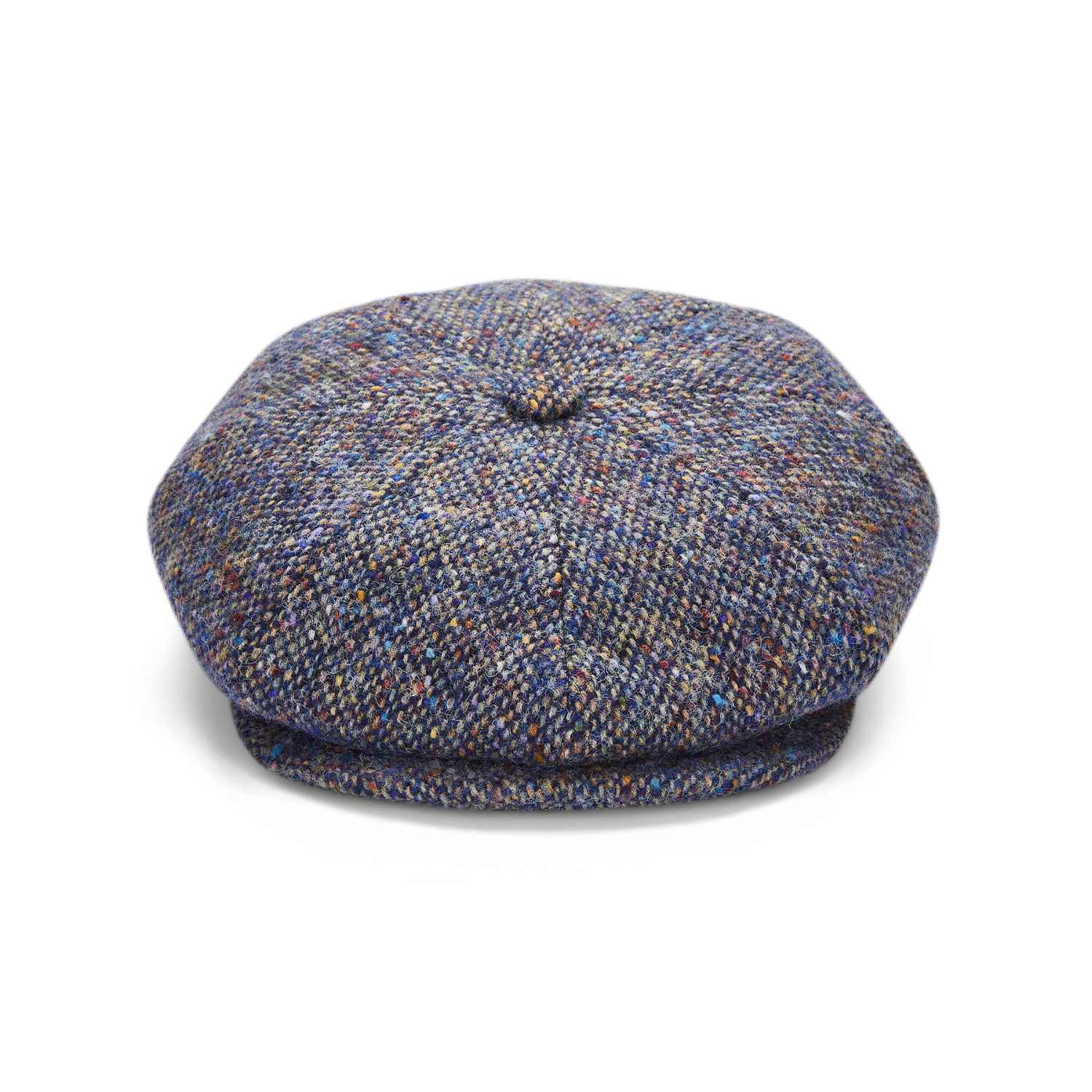 Baker Boy Hat by City Sport | Blue Speckled Donegal Tweed Cap | Front View