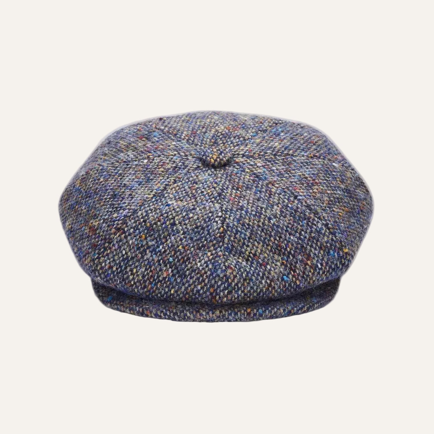 Baker Boy Hat by City Sport | Blue Speckled Donegal Tweed Cap | Front View