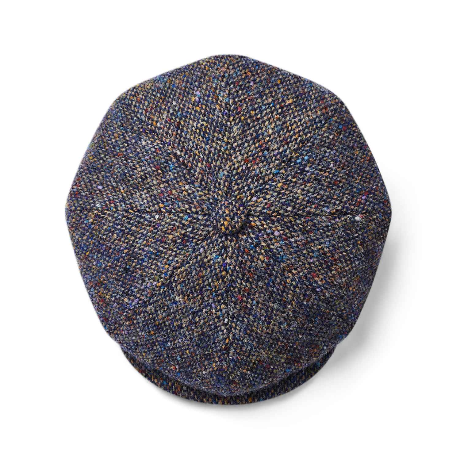 Baker Boy Hat by City Sport | Blue Speckled Donegal Tweed Cap | Top View