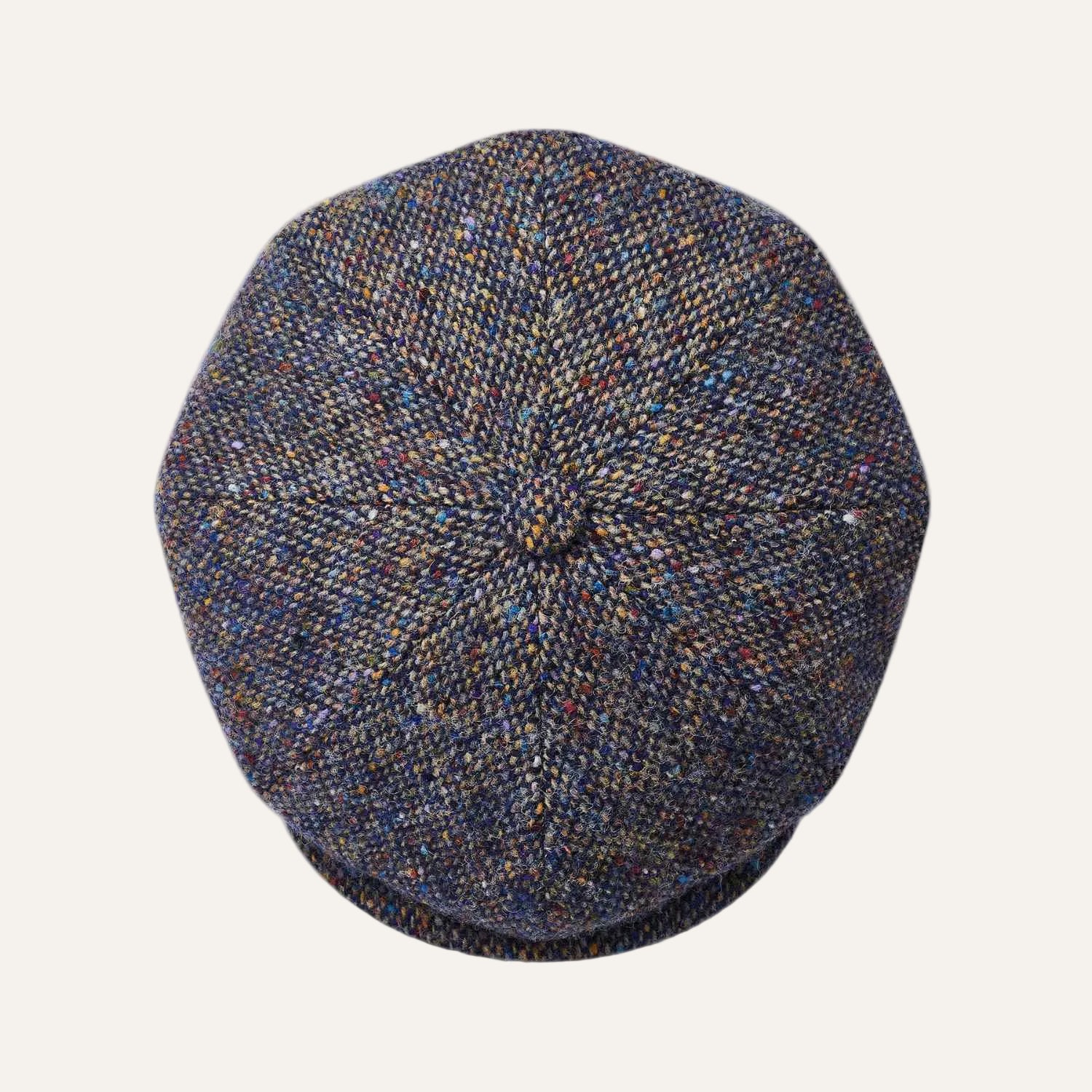 Baker Boy Hat by City Sport | Blue Speckled Donegal Tweed Cap | Top View