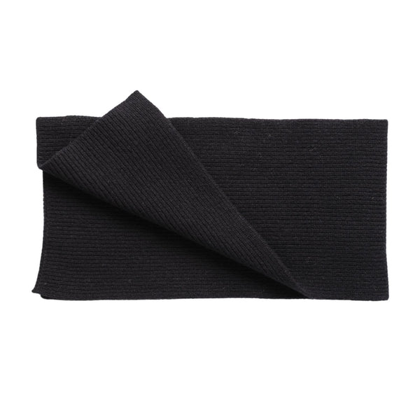 Ribbed wool scarf  -  Black