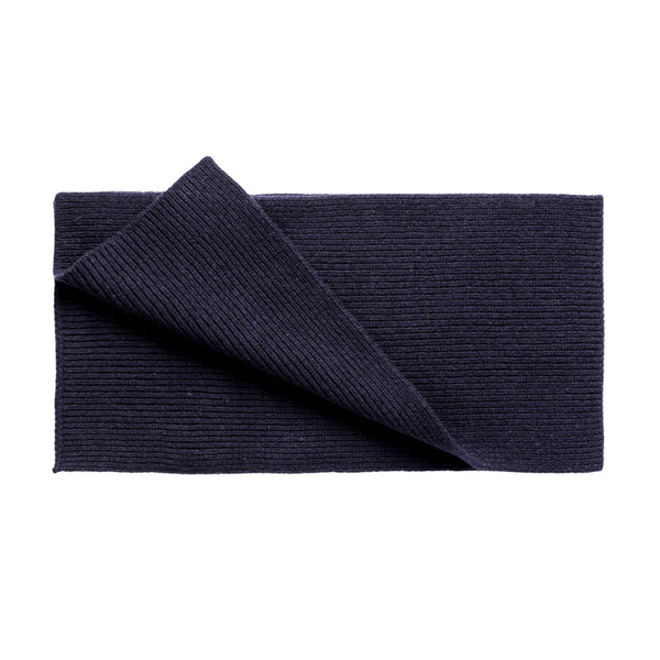 Ribbed wool scarf  -  Navy