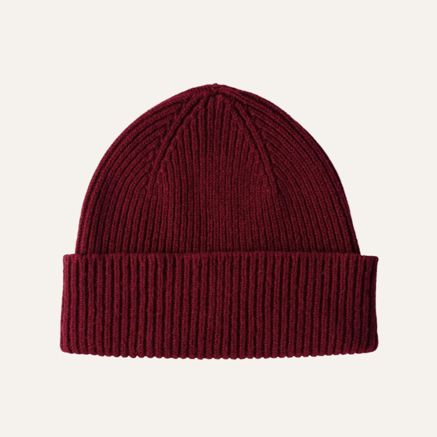 Lambswool beanie - Ribbed beanie hat for men and women - Wine Red