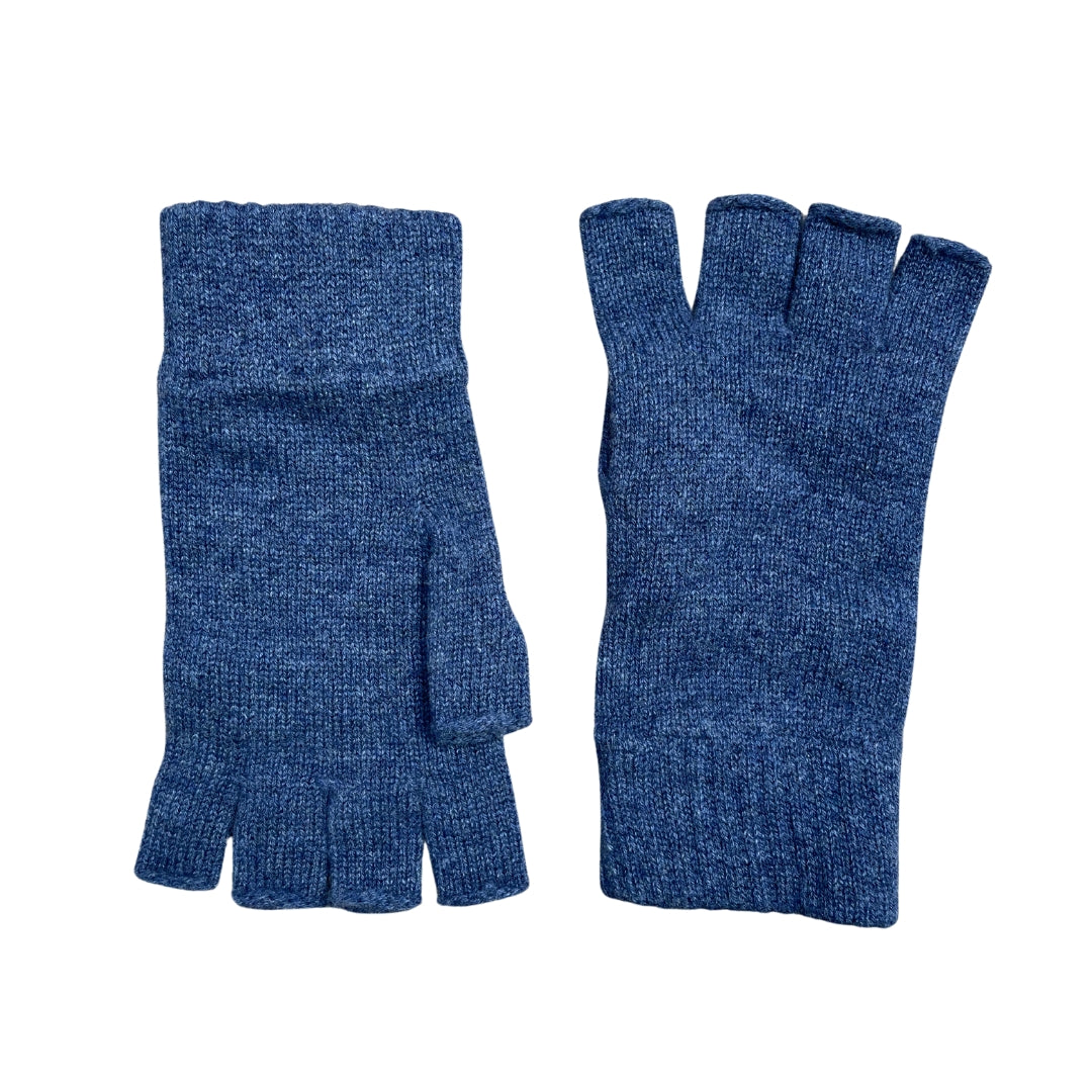 Pure Cashmere Fingerless Gloves for Men Blue