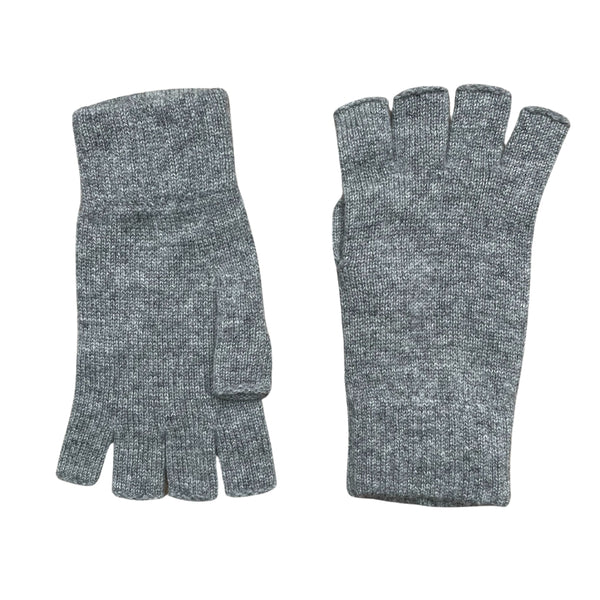Pure Cashmere Fingerless Gloves for Men Grey