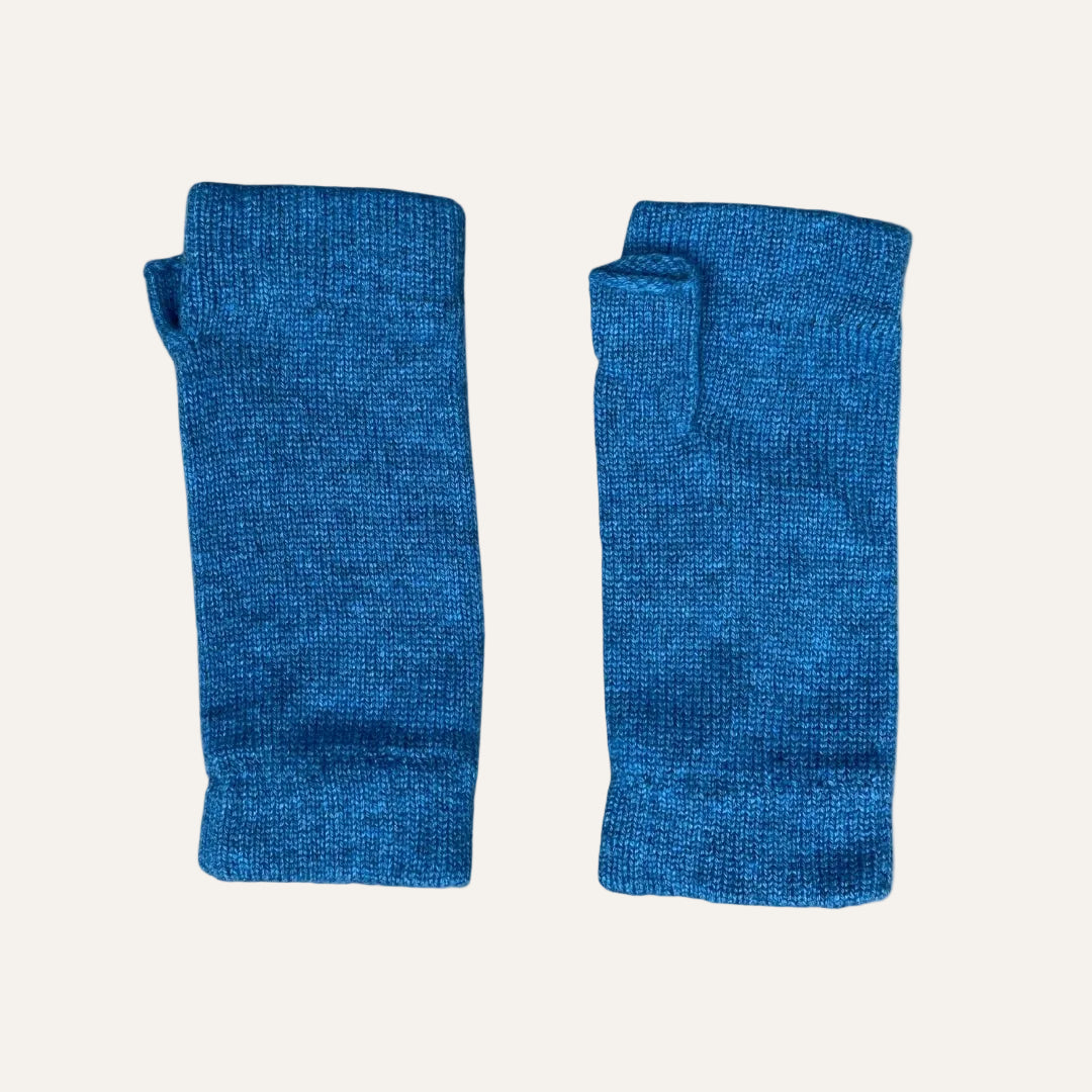 The Cashmere Choice - Wrist Warmers for Ladies - Cashmere Mittens - Blue