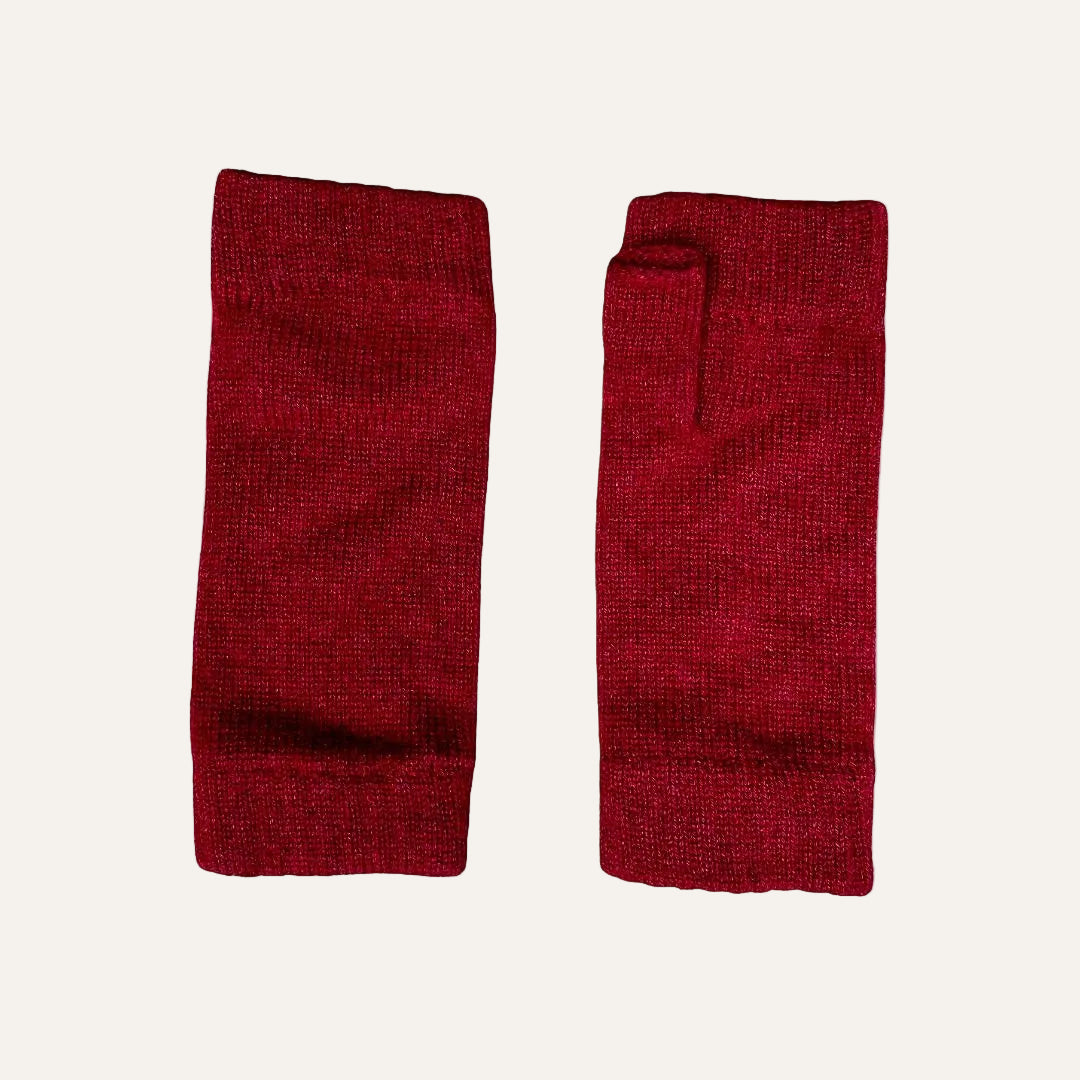 The Cashmere Choice - Wrist Warmers for Ladies - Cashmere Mittens - Maroon Wine Red