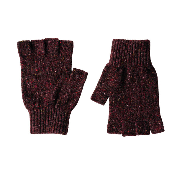 Wool fingerless gloves for Men  | Donegal Wool | Wine Red Merlot | The Cashmere Choice