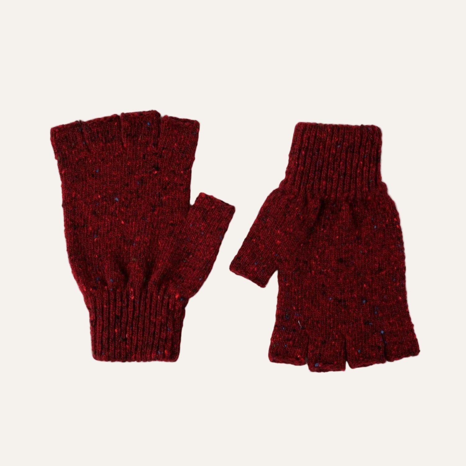 Wool fingerless gloves for Men | Donegal Wool | Red | The Cashmere Choice