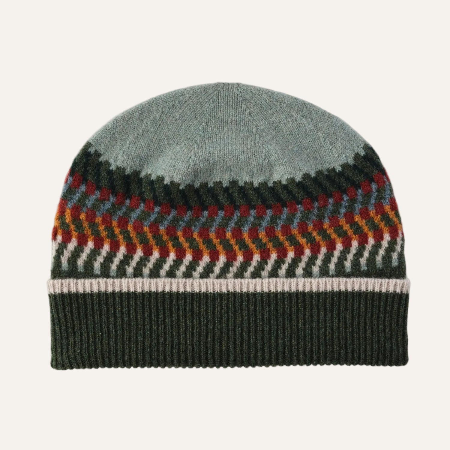 Ladies Patterned Wool Beanie Hat | Corra | Lomond - Forest Green