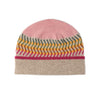 Ladies Patterned Wool Beanie Hat | Pink and Beige | Jacquard Print | The Cashmere Choice