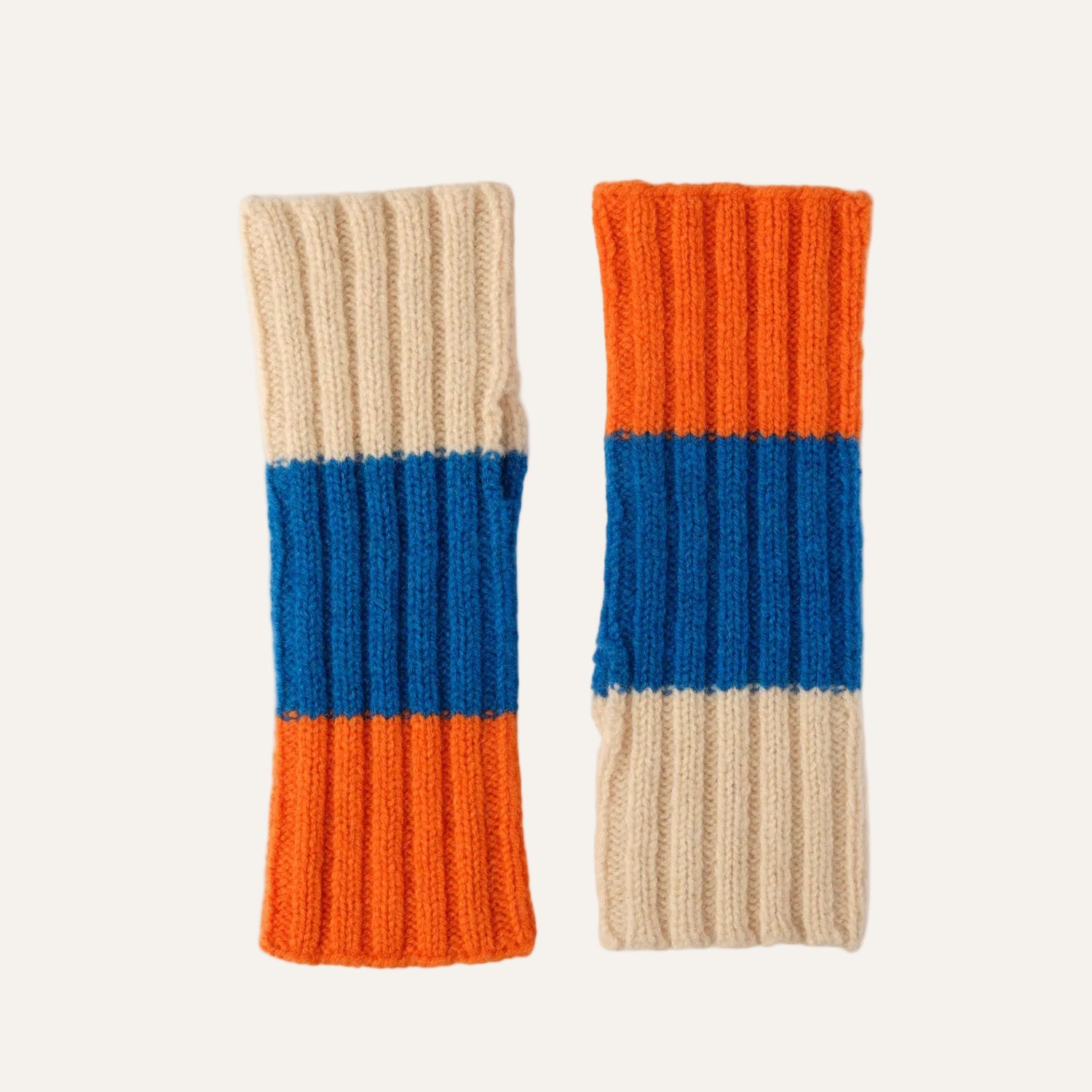 Chuncky lambswool fingerless mittens for ladies - orange