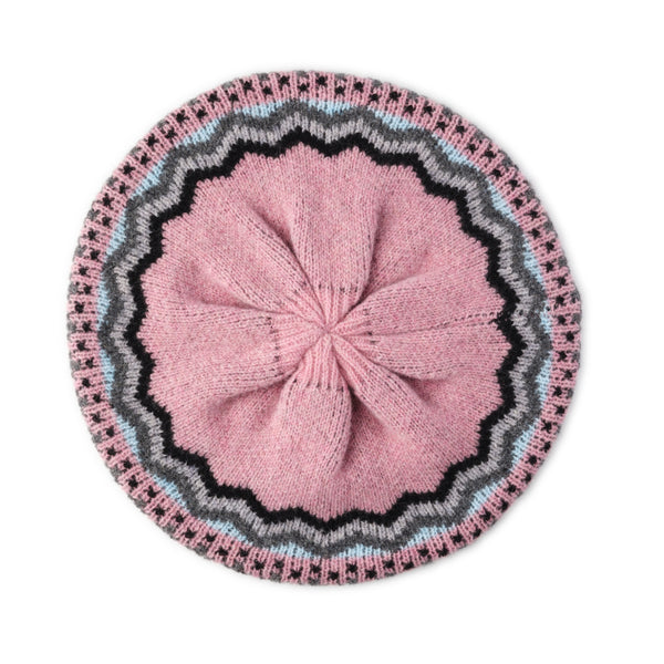 Patterned Berets- Lambswool Ladies Berets - Light Pink
