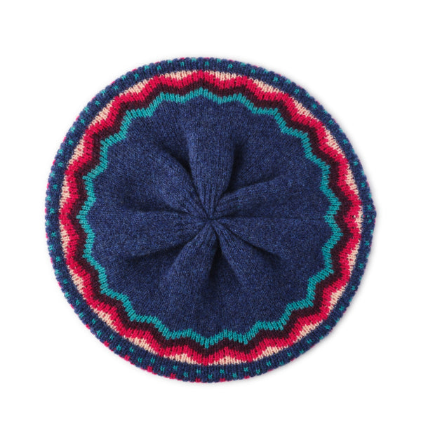 Patterned Berets- Lambswool Ladies Berets - Blue