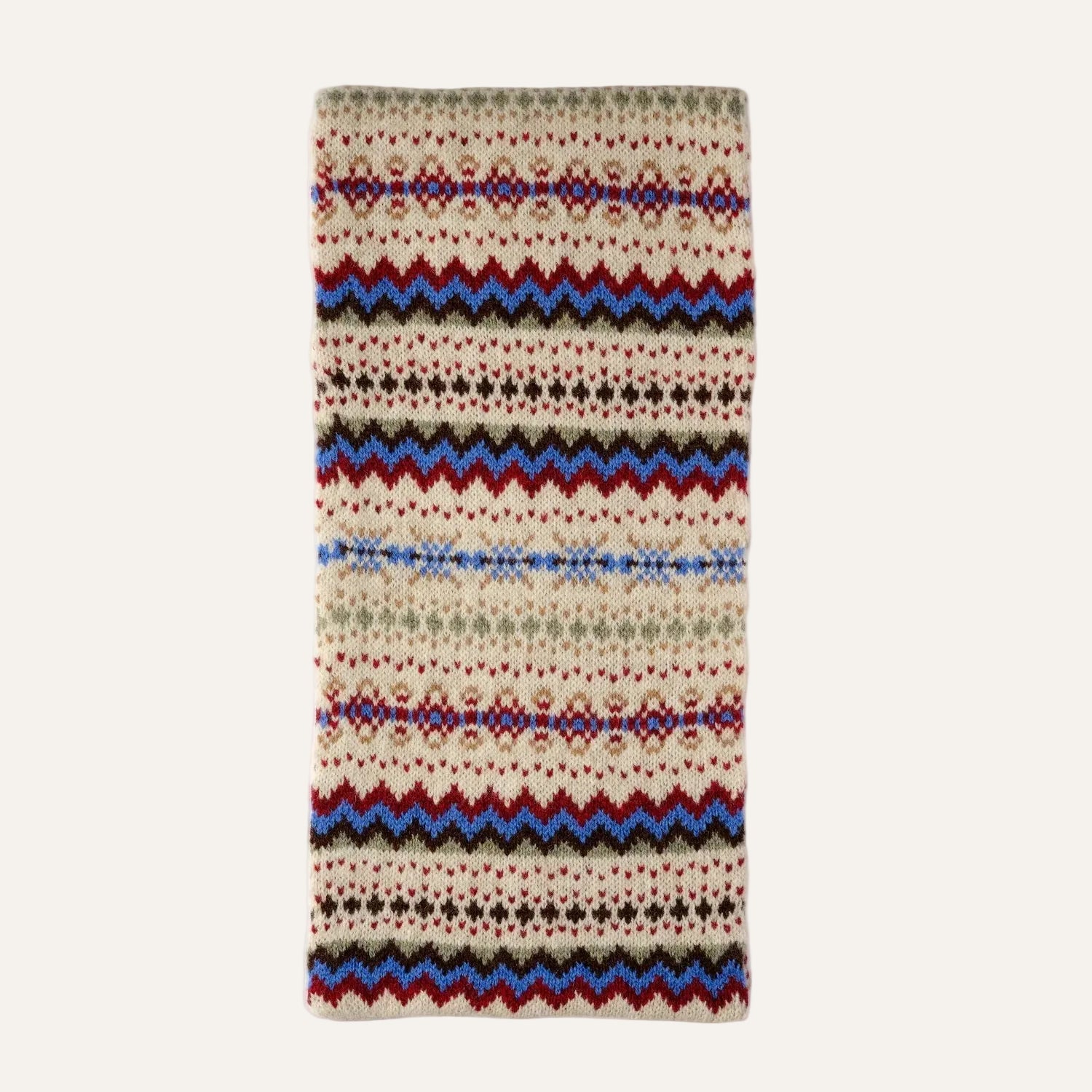 Christmas scarf - beige blue wine patterned ladies Scarf - Pure Lambswool