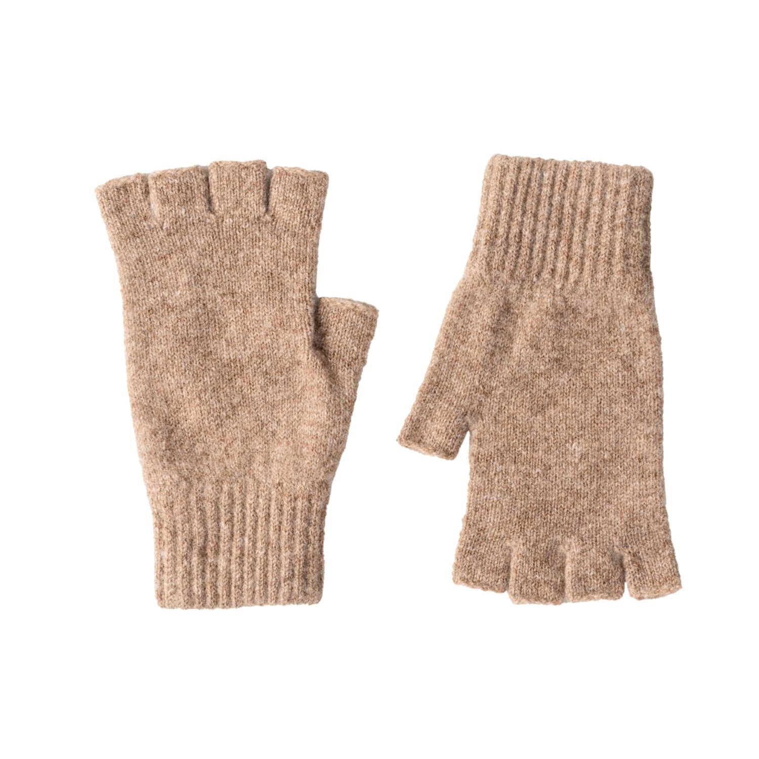 Fingerless Ladies Gloves - Half Finger Lambs Wool Gloves - Colt Beige