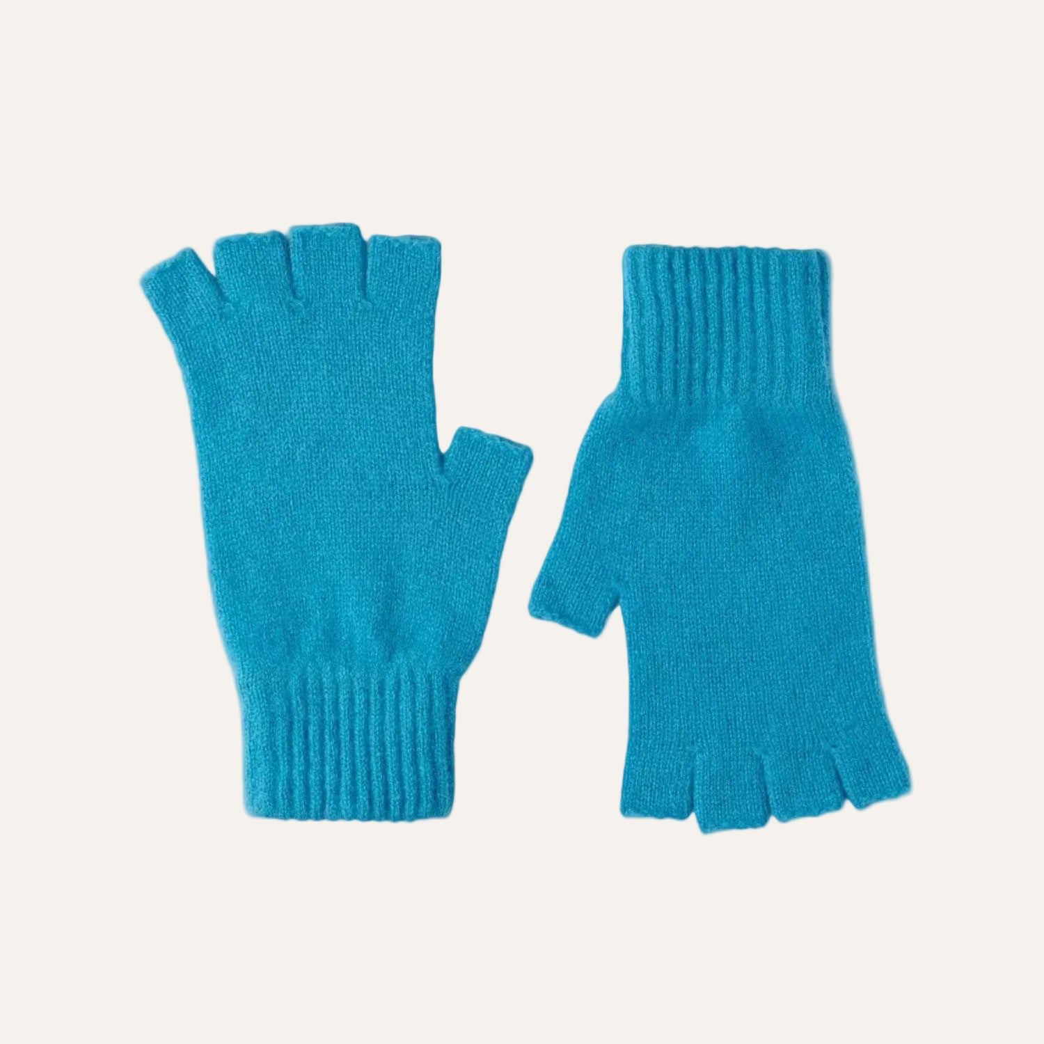 Fingerless Ladies Gloves - Half Finger Lambs Wool Gloves - Turquoise
