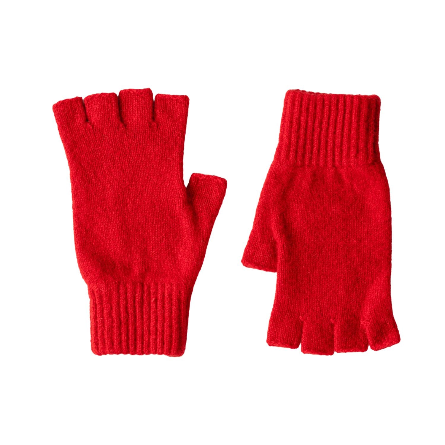 Fingerless Ladies Gloves - Half Finger Lambs Wool Gloves - Dubonnet Red