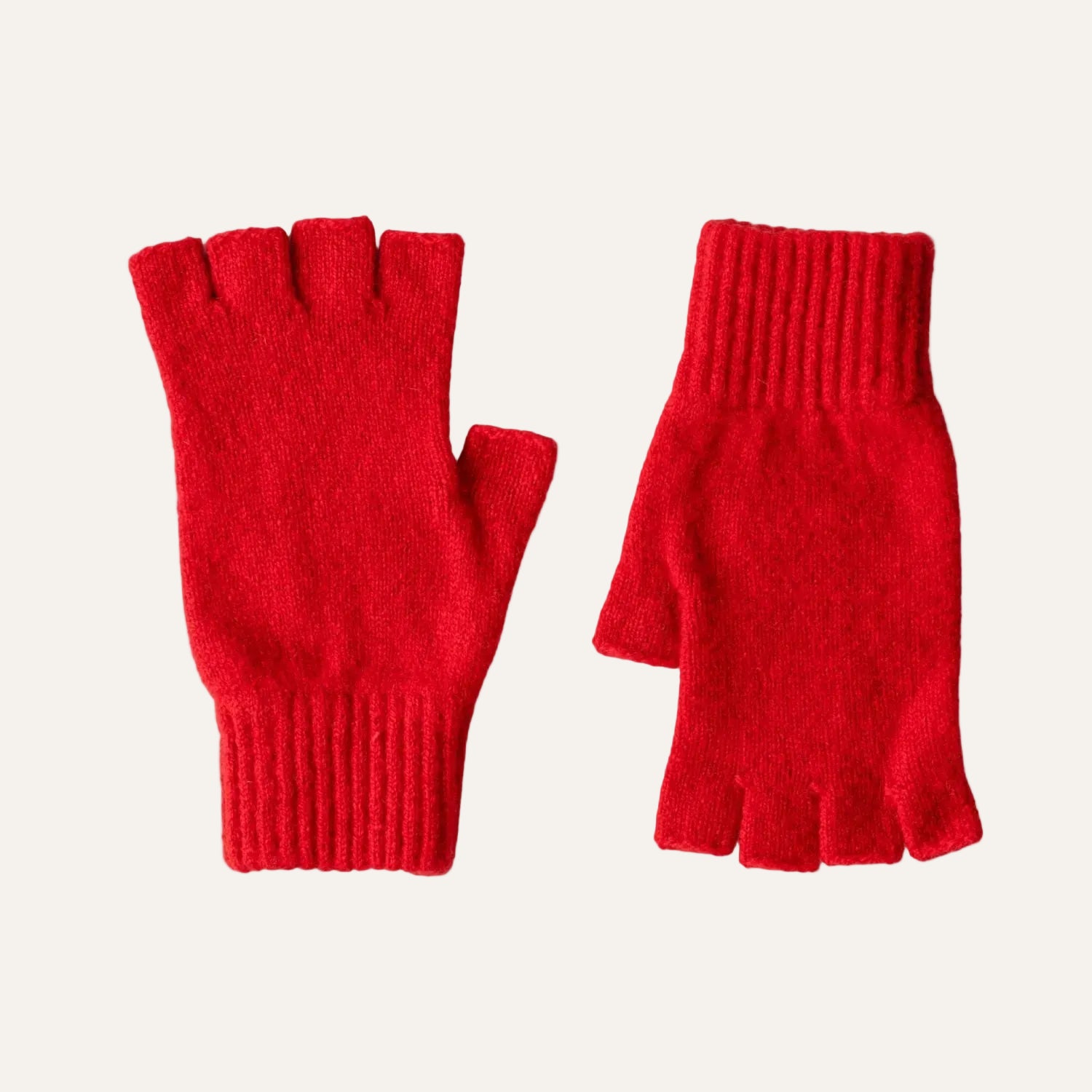 Fingerless Ladies Gloves - Half Finger Lambs Wool Gloves - Dubonnet Red