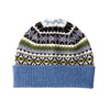 Ladies Fairisle Wool Beanie | White, Blue, Green Pattern | The Cashmere Choice
