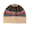 Ladies Fairisle Wool Beanie | Beige, Blue, Green Pattern | The Cashmere Choice