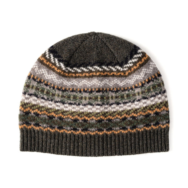 Fairisle Lambswool Beanie Hat for Men - Scotland Lochinver | Green | The Cashnere Choice