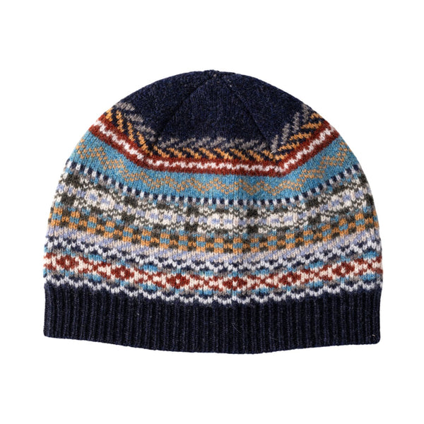 Fairisle Lambswool Beanie Hat for Men - Scotland Lochinver | Blue | The Cashnere Choice