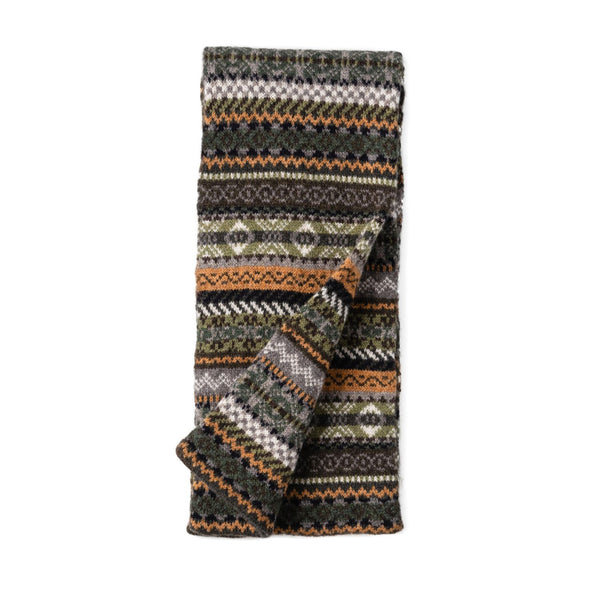 Green Fairisle Mens Patterned Scarf | The Cashmere Choice