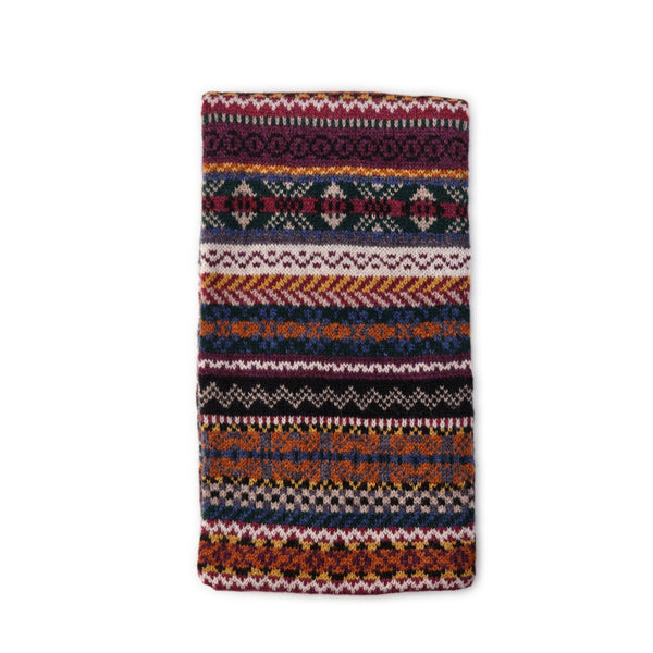 Red Wine Fairisle Mens Patterned Scarf | The Cashmere Choice