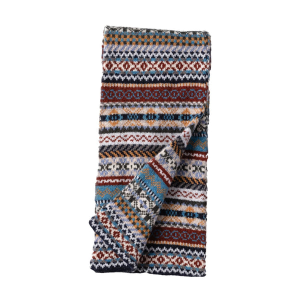 Blue Fairisle Mens Patterned Scarf | The Cashmere Choice