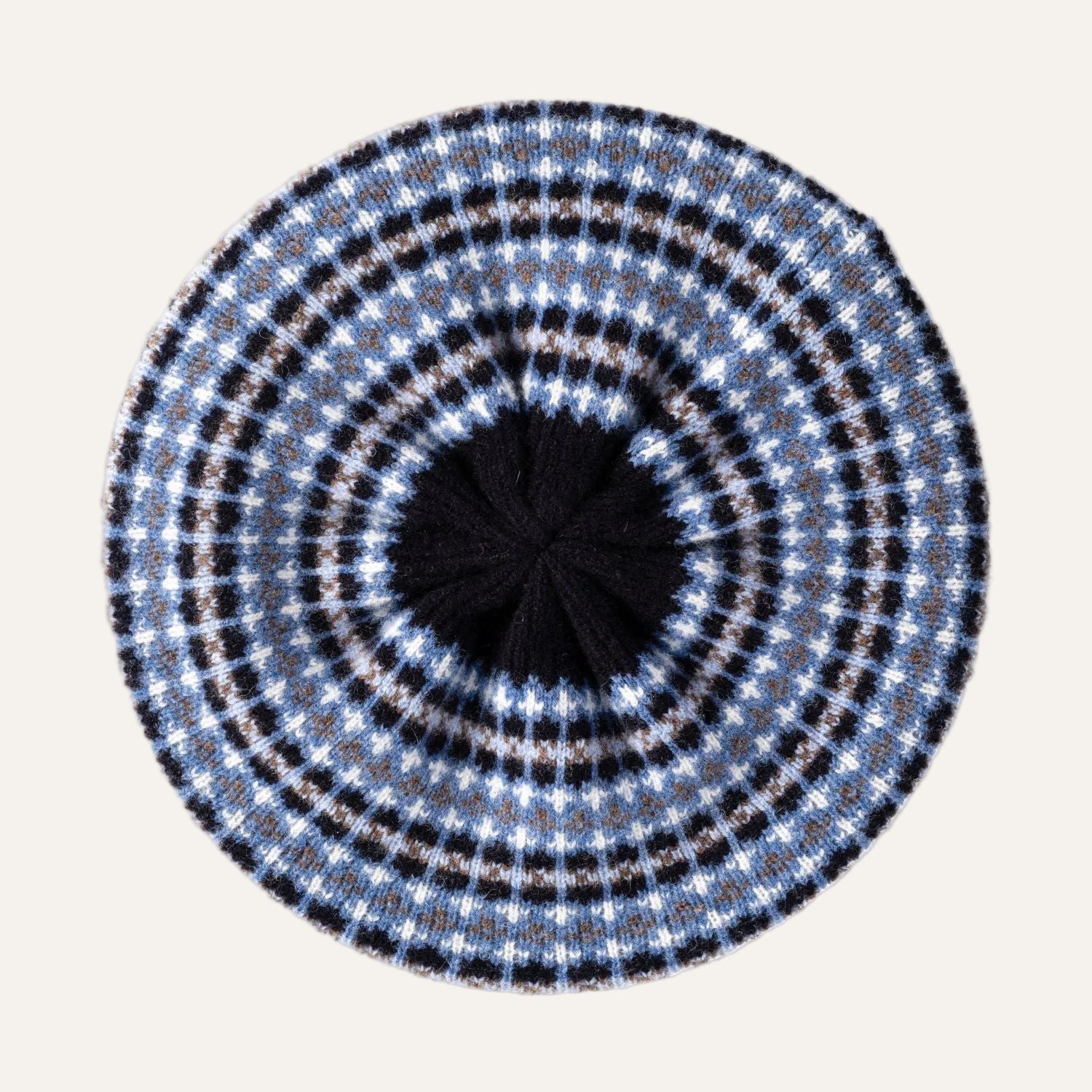 Women's Wool Beret | Knitted Beret | Navy Blue Fairisle Pattern Beret