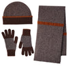 Ehically Sourced Mens Pure Wool Scarf Hat and Gloves Set | Brown Herringbone | The Cashmere Choice