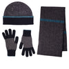 Ehically Sourced Mens Pure Wool Scarf Hat and Gloves Set | Navy Herringbone | The Cashmere Choice