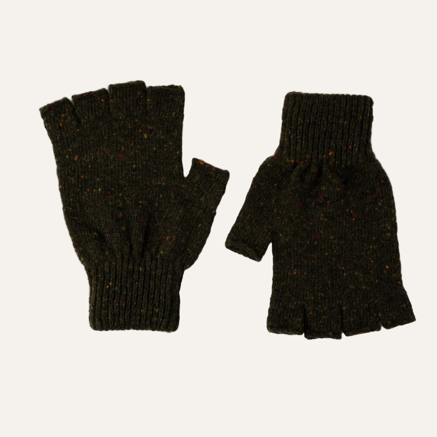 Wool fingerless gloves for Men | Donegal Wool | Green | The Cashmere Choice
