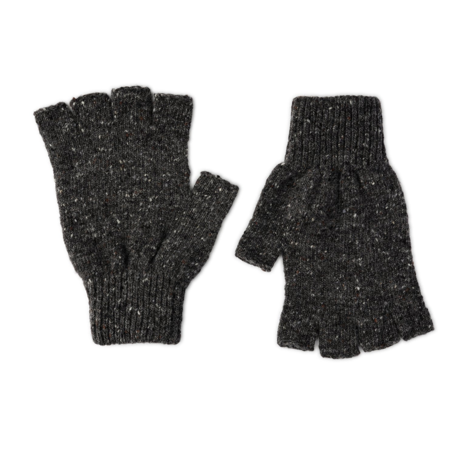 Wool fingerless gloves for Men  | Donegal Wool | Grey | The Cashmere Choice