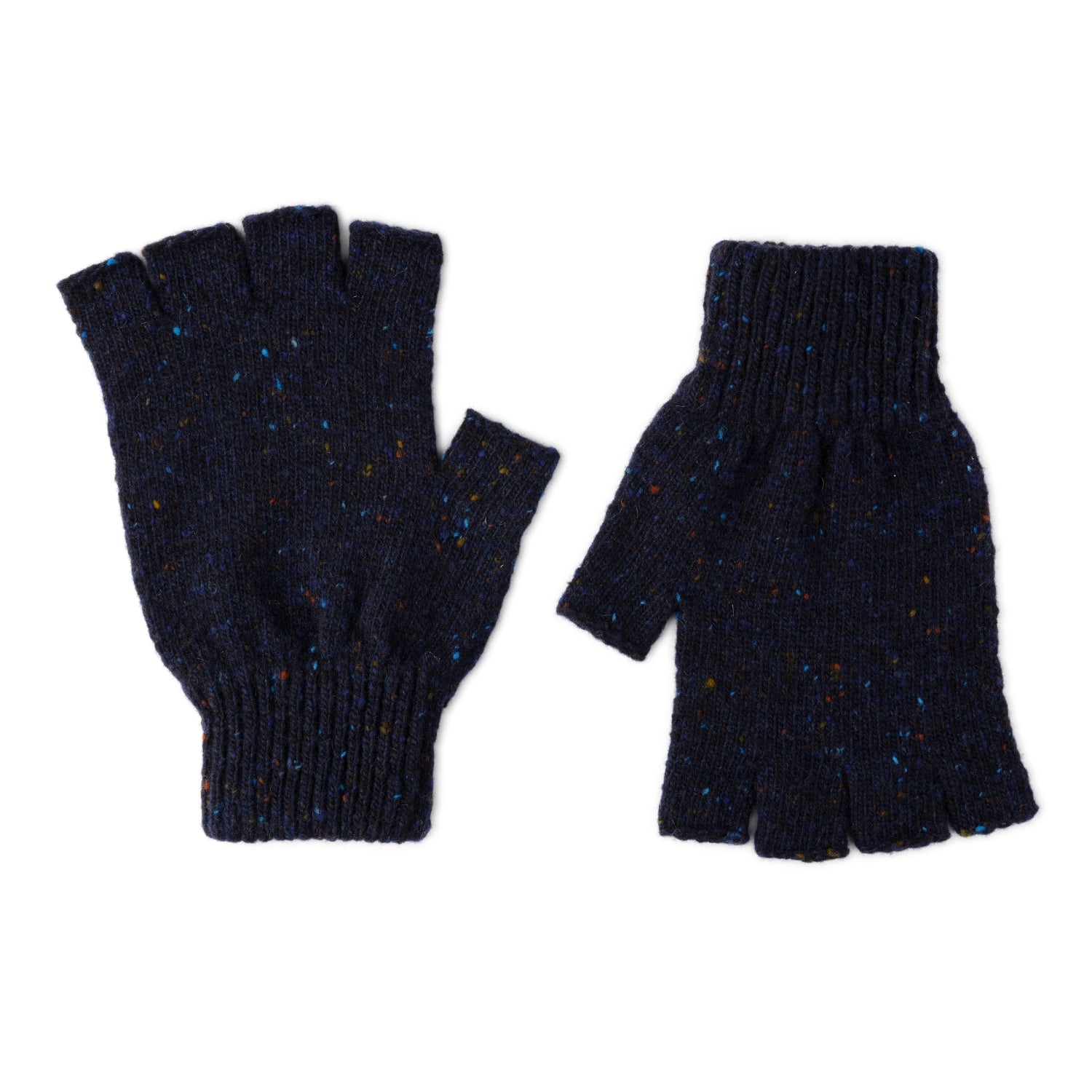 mens wool fingerless gloves - navy