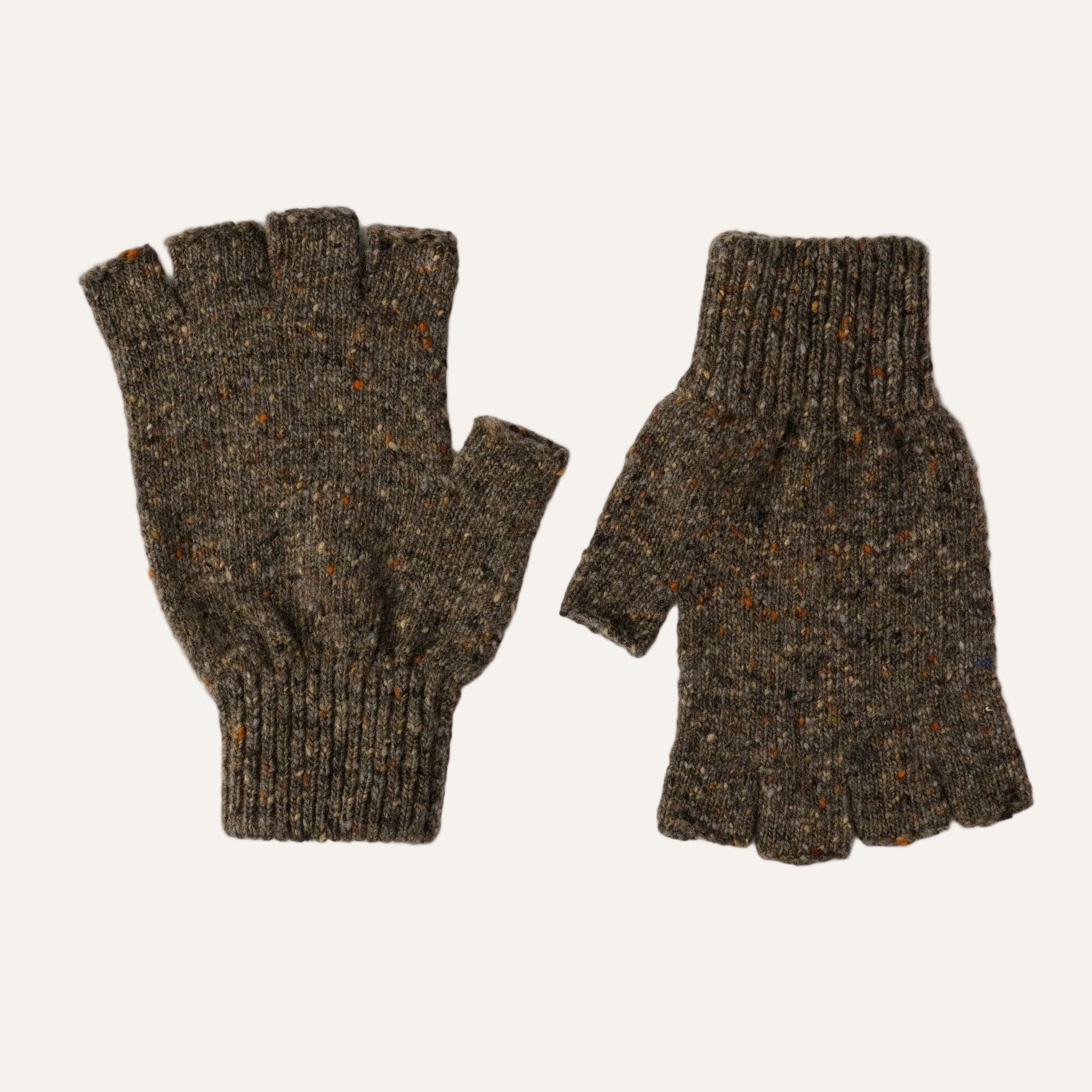 Wool fingerless gloves for Men | Donegal Wool | Brown | The Cashmere Choice