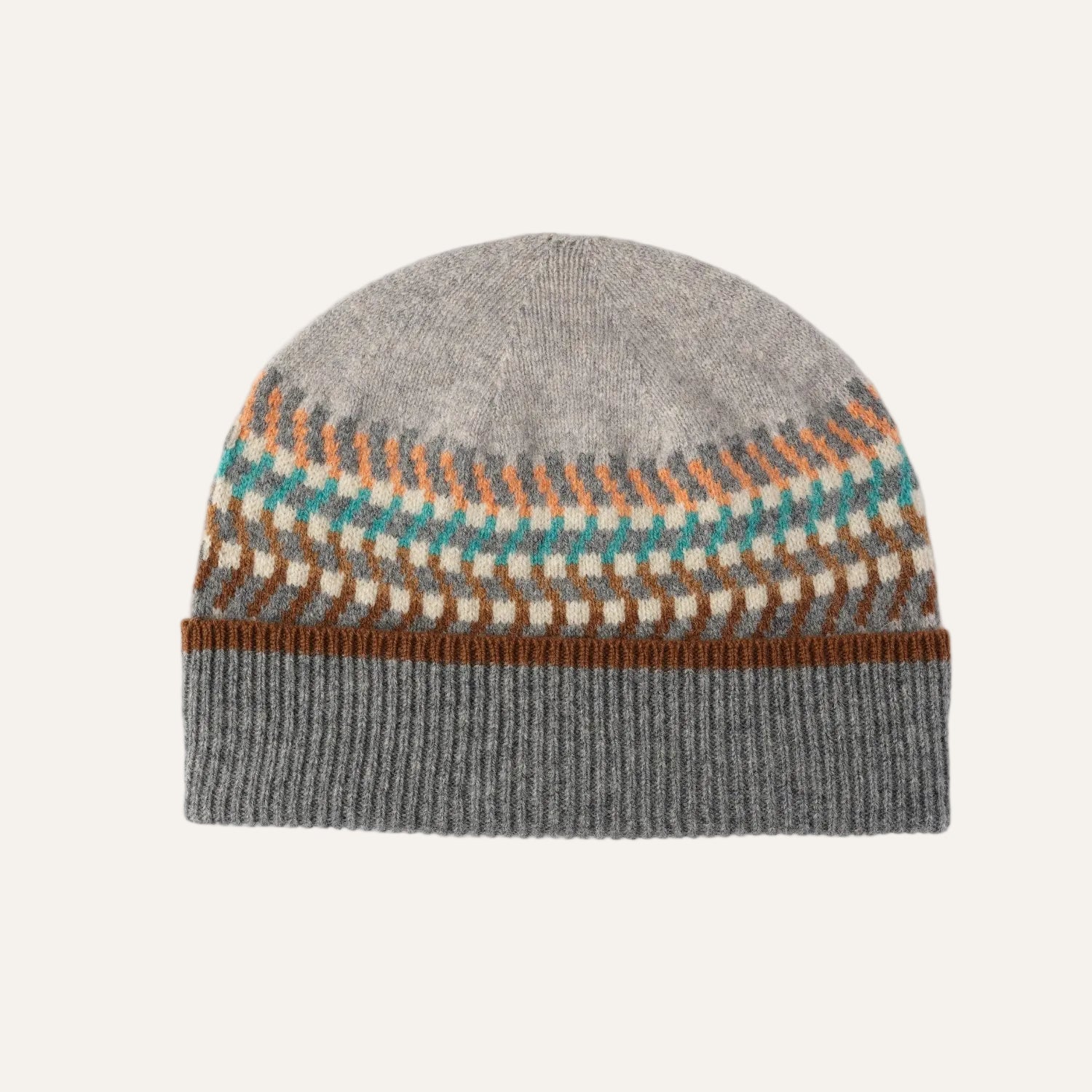 Ladies Patterned Wool Beanie Hat | Corra | Lomond - Grey