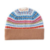 Ladies Fairisle Wool Beanie | Camel Beige Pattern | The Cashmere Choice