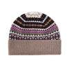 Ladies Fairisle Wool Beanie | Otter Brown Beige Pattern | The Cashmere Choice