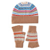 Fairisle Beanie Hat and Fingerless Gloves Set | Camel Beige | The Cashmere Choice