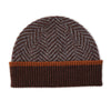 Ehically Sourced Mens Pure Wool Beanie Hat | Brown Herringbone | The Cashmere Choice
