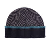 Ehically Sourced Mens Pure Wool Beanie Hat | Navy Herringbone | The Cashmere Choice