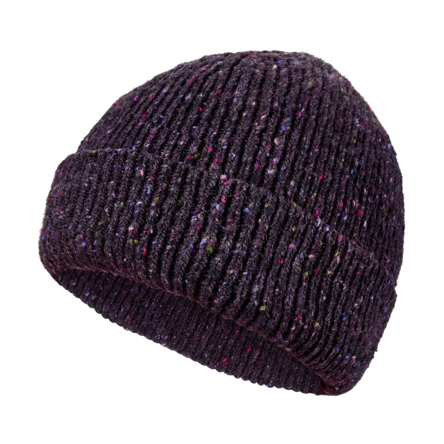 Colourful Chunky Beanie Hat | Unisex Knit hat |  Donegal Wool in Purple | The Cashmere Choice