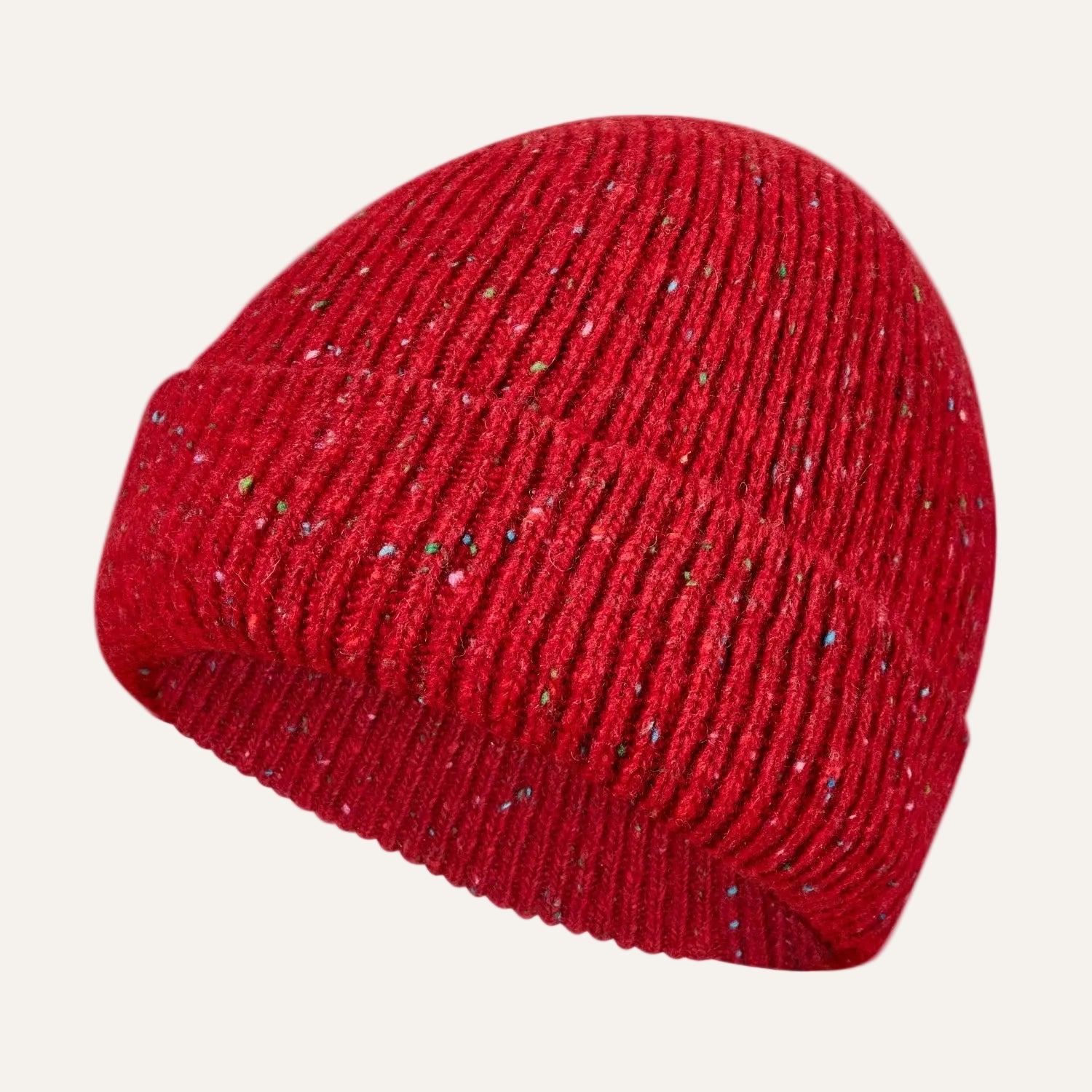 Colourful Chunky Beanie Hat | Unisex Knit hat | Donegal Wool in Ruby Red | The Cashmere Choice