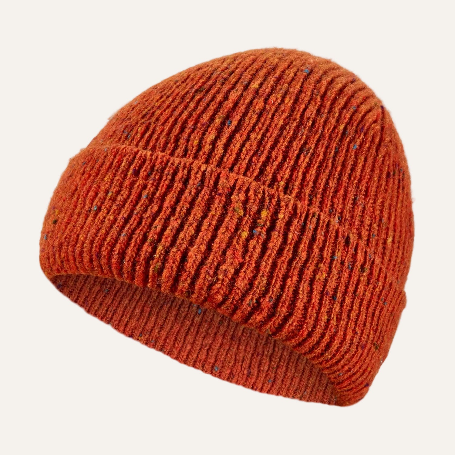 Colourful Chunky Beanie Hat | Unisex Knit hat | Donegal Wool in Burnt Orange | The Cashmere Choice