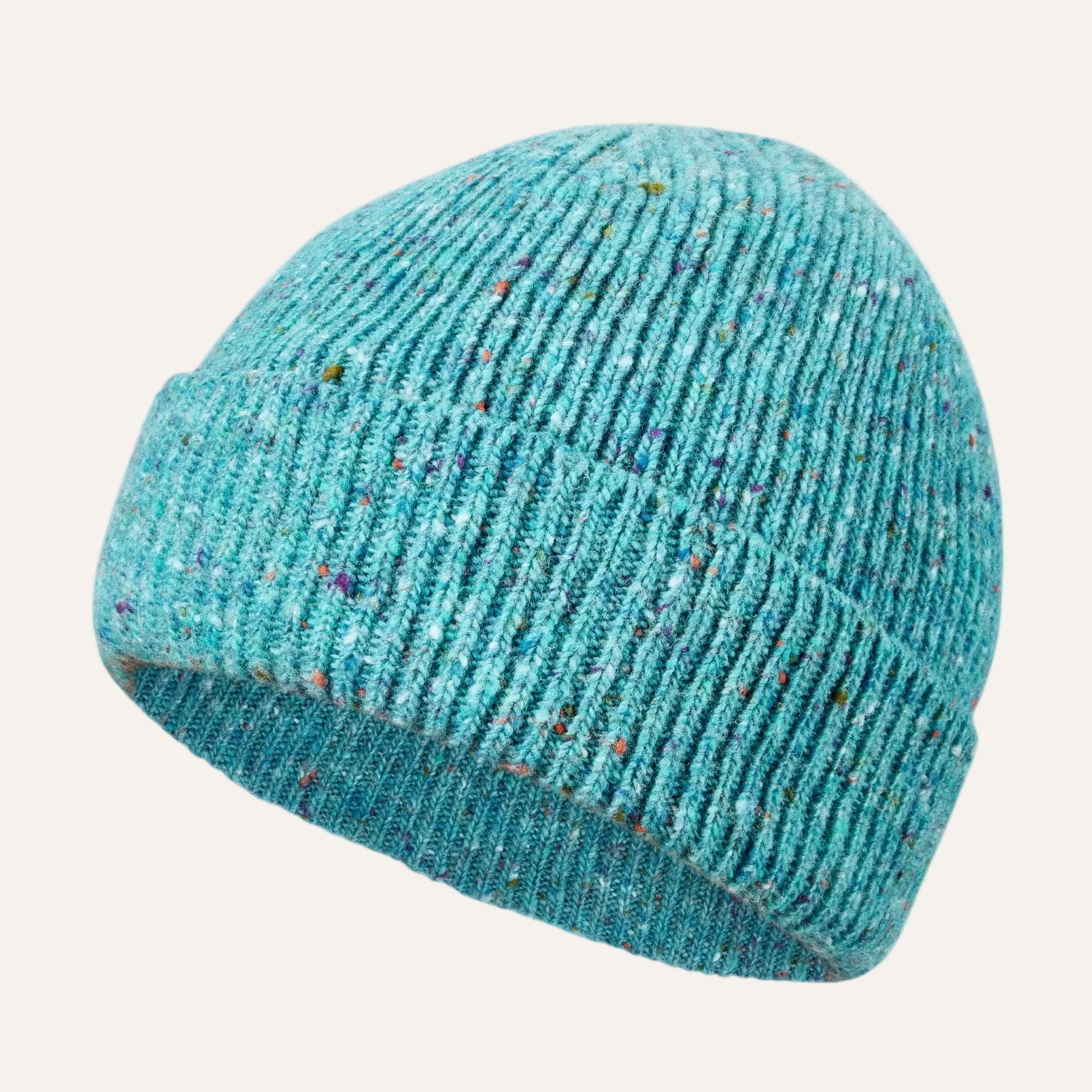 Colourful Chunky Beanie Hat | Unisex Knit hat | Donegal Wool in Turquoise | The Cashmere Choice